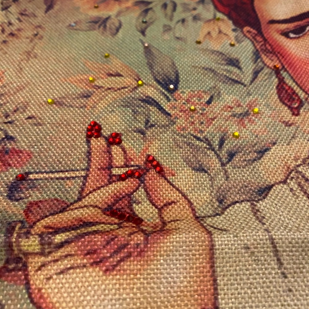 Frida Kahlo Pillow Case Covers. Embellished with sequence & trim. All hand done. - Picture 12 of 12